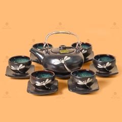 Bộ Ấm Chén Giang Tây Men Hỏa Biến Chuồn Chuồn