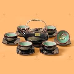 Bộ Ấm Chén Giang Tây Men Hỏa Biến Cá Koi
